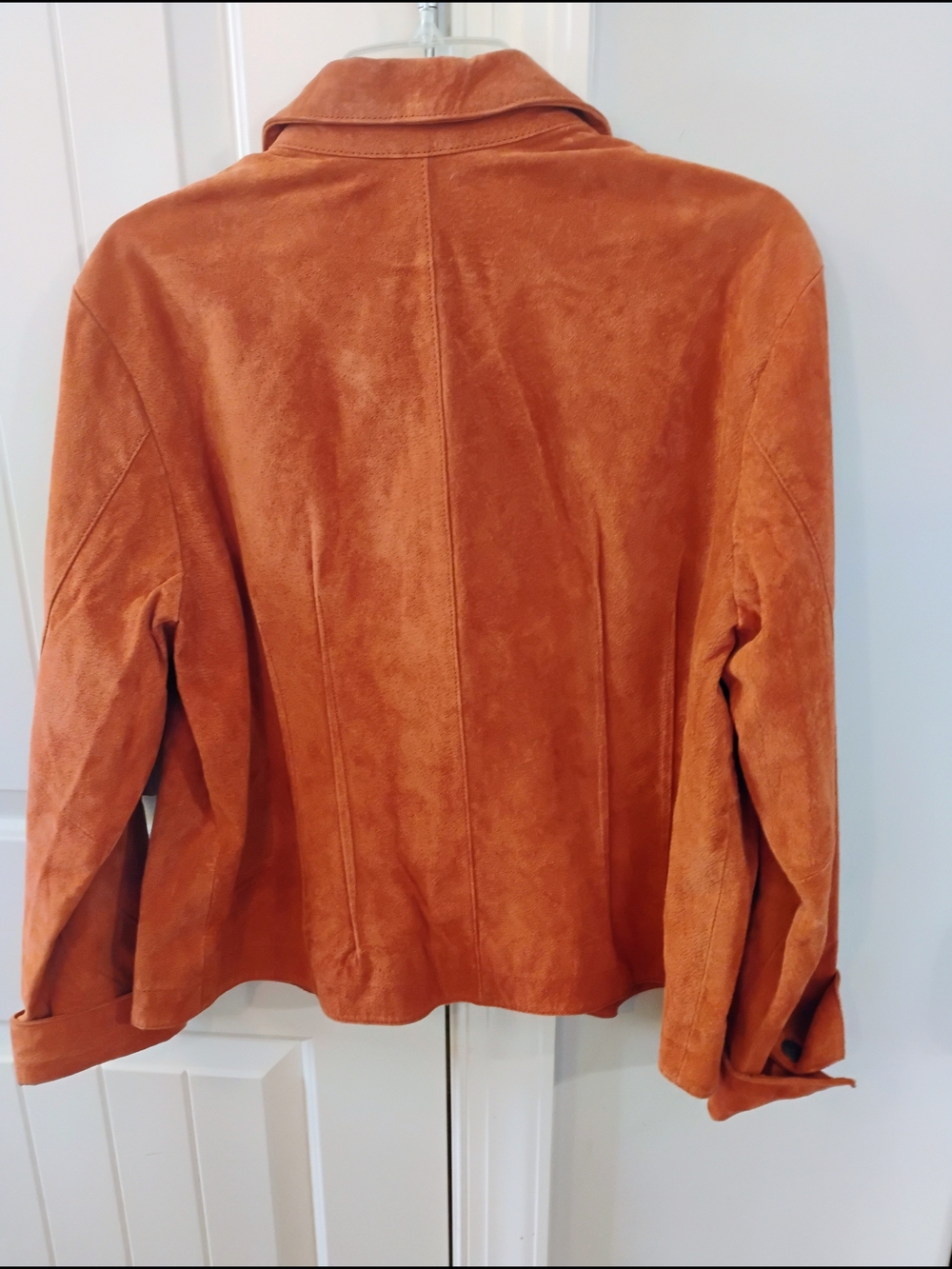 Vintage Women's 100 Percent Suede Leather Rust Cognac Button Front Jacket XLG - Picture 16 of 16